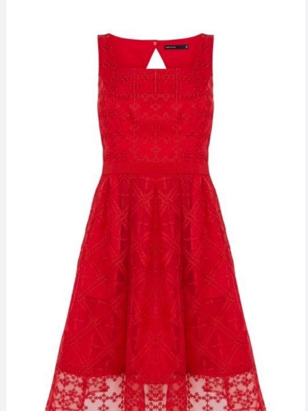Karen Millen Red Lace Sleeveless Organza Midi Dress